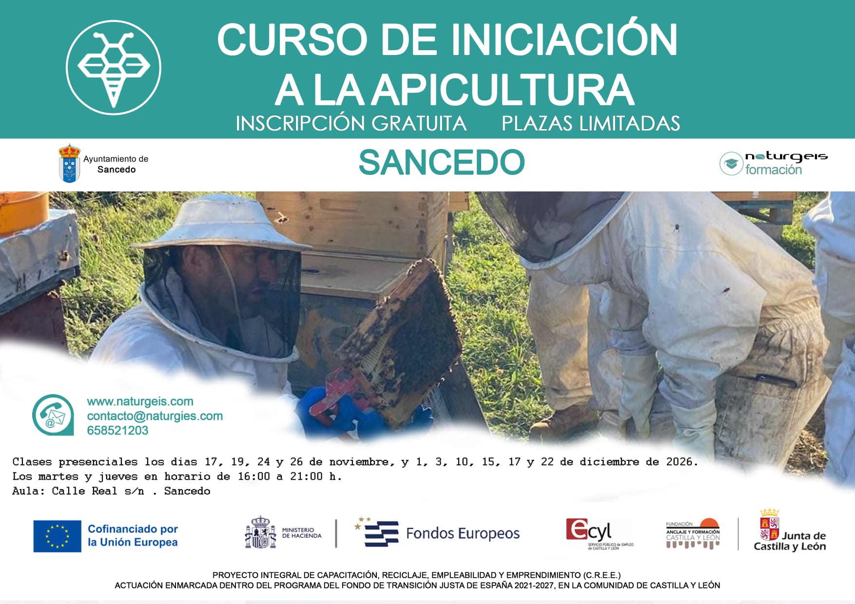 Sancedo acogerá a partir del próximo 17 de noviembre un curso gratuito de iniciación a la apicultura.