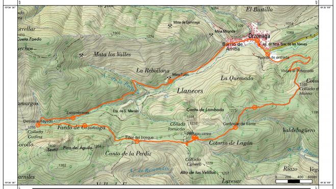 Hayedo de Orzonaga mapa