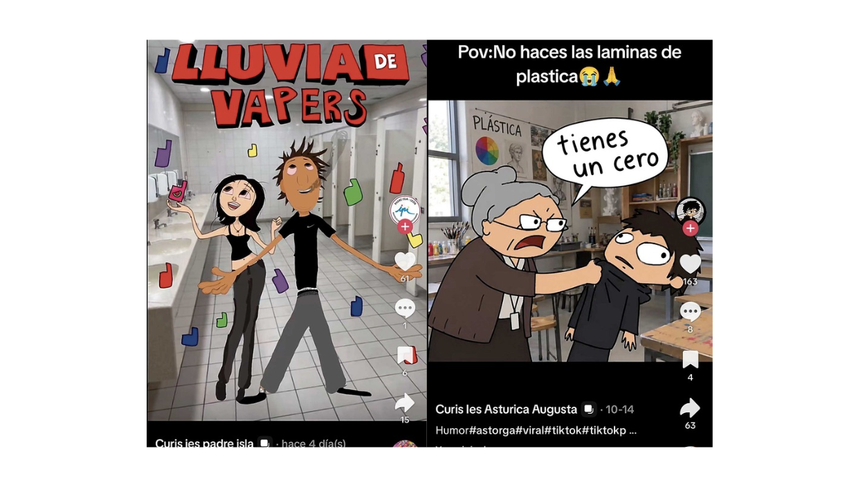 Diferentes cuentas de curis de centros educativos de León.