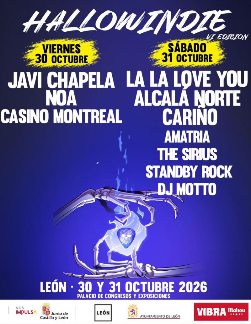 El cartel del Hallowindie que tendrá lugar en León los días 30 y 31 de octubre. El cartel del Hallowindie que tendrá lugar en León los días 30 y 31 de octubre.