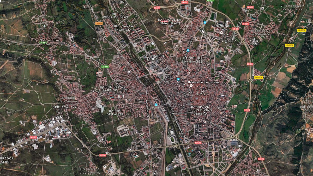 León a vista de Google Maps. | L.N.C. León a vista de Google Maps. | L.N.C.