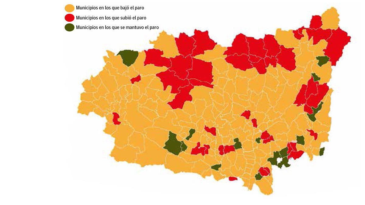 Mapa del desempleo en los municipios de la provincia de León. | L.N.C.