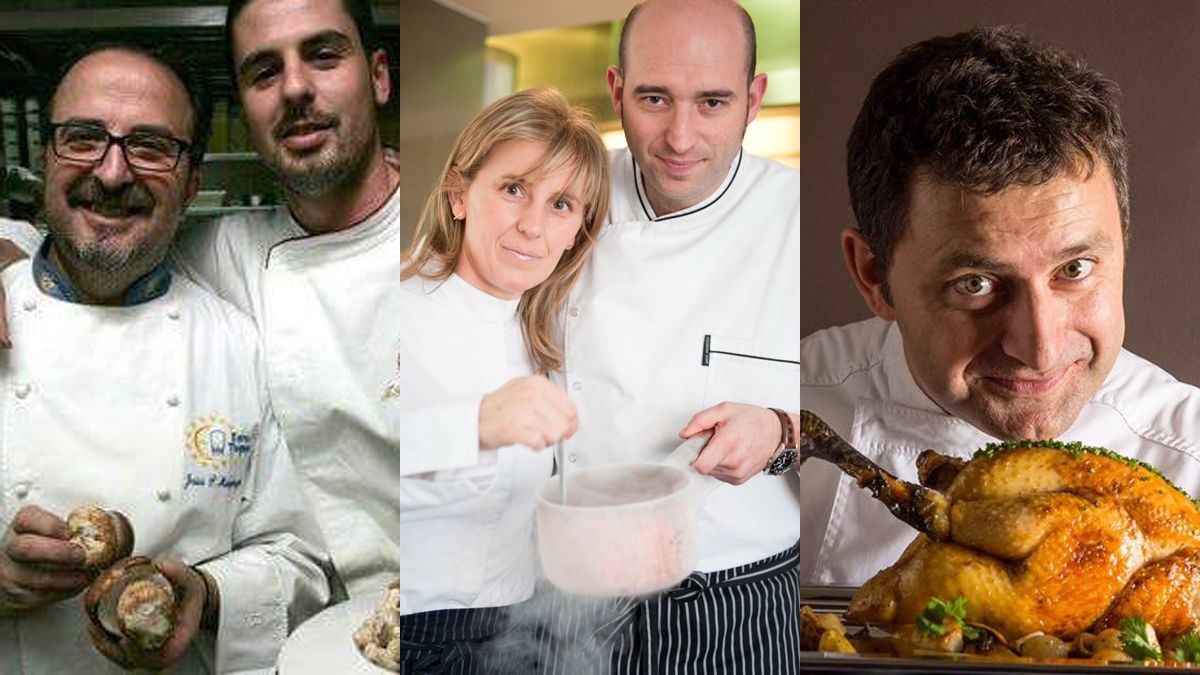 Los chefs leoneses Jesús P. Marquiegui y Jesús P. Serrano (Serrano), Yolanda y Juanjo (Cocinandos) y Víctor Martín (Trigo).