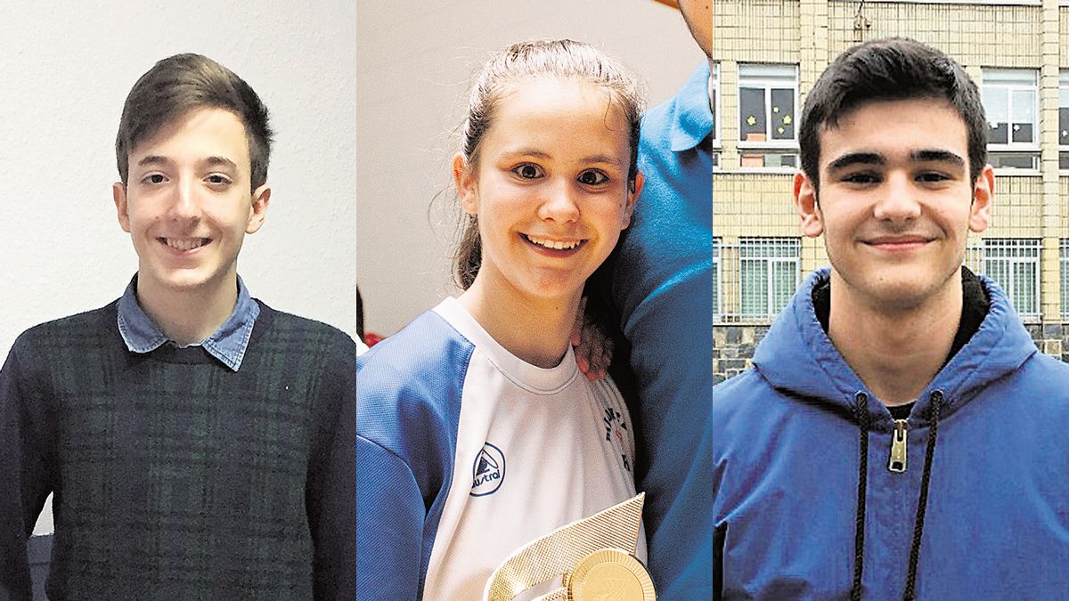 De izquierda a derecha, Jorge Cabero González, Laura Bueno Tejerina y Julio Souto Garnelo, los tres alumnos leoneses seleccionados para estudiar un año fuera. | C.V.B. / QUIQUE BUENO /L.N.C.