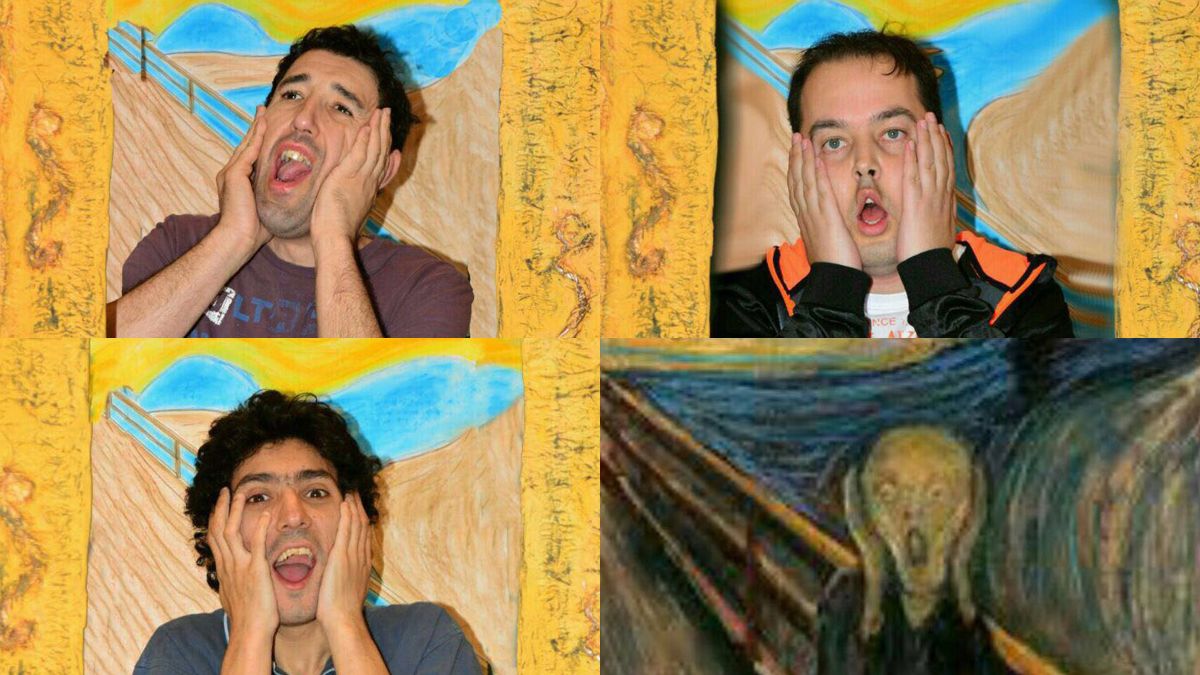 Alfonso Martínez, Alejandro Rubio y José G. León emulan ‘El grito’ de Munch.| AULAS SAN BENITO MENNI/ASPRONA LEÓN