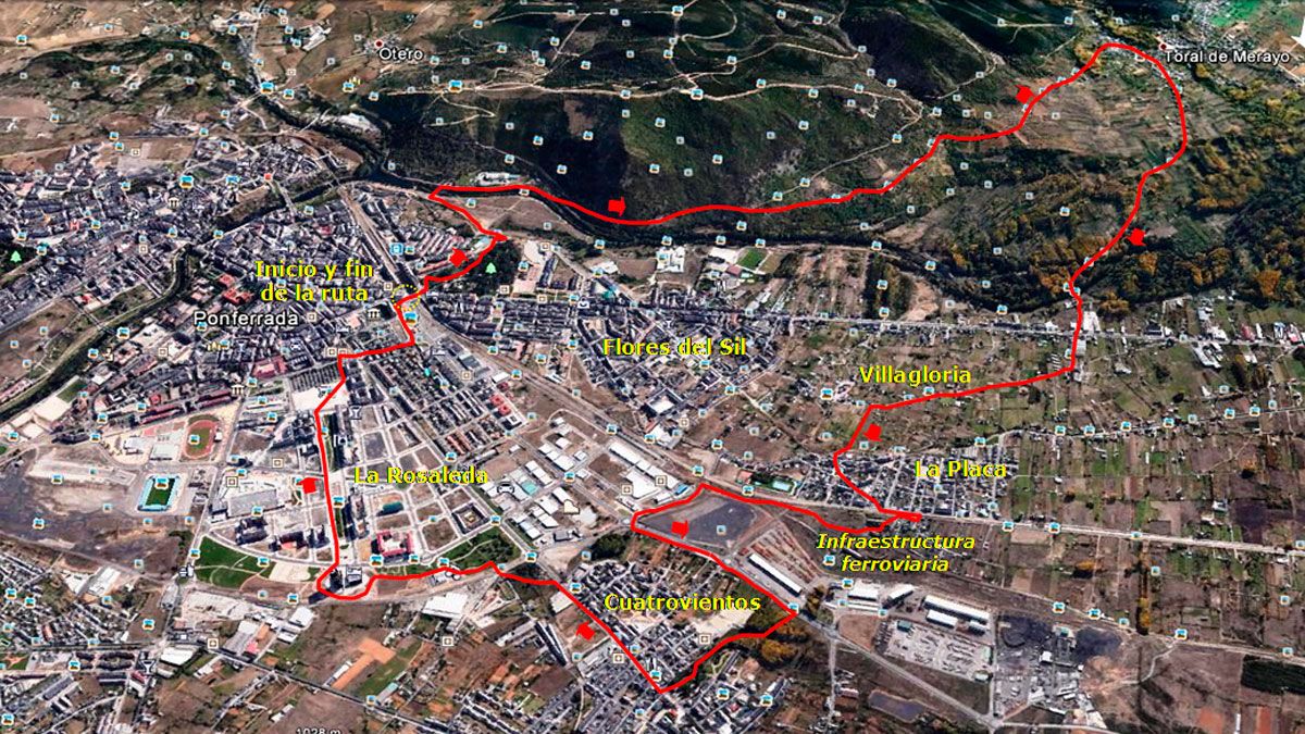 Ubicación de la ruta de senderismo 'Contrastes', en Google Earth.