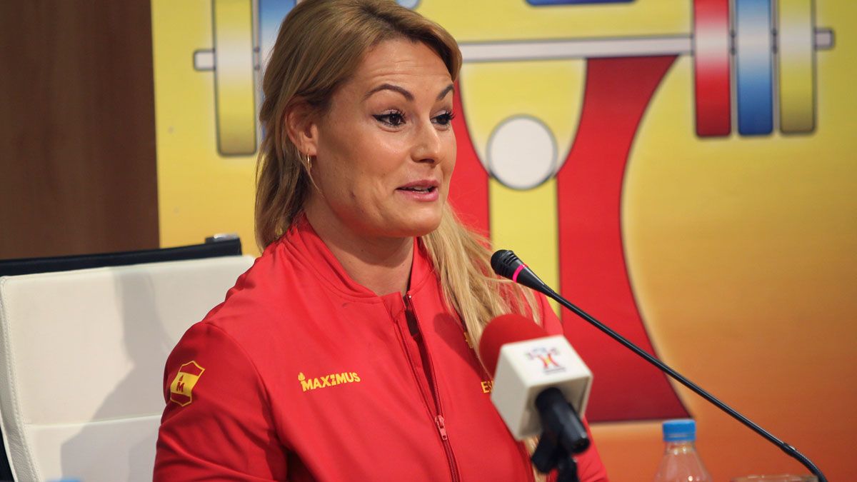 Lydia Valentín durante la rueda de prensa previa a la competición. | FEH