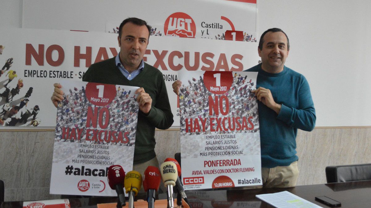 Los secretarios comarcales de UGT y CCOO, Omar Rodríguez y Ursicino Sánchez. | A. CARDENAL