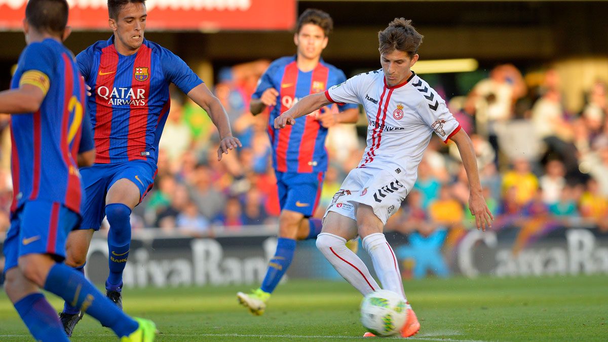 Toni, durante el partido ante el Barcelona B en el Mini Estadi.