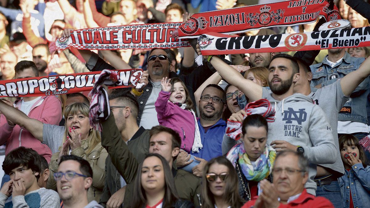 Imagen de la afición culturalista en el Reino durante el último partido. | MAURICIO PEÑA Imagen de la afición culturalista en el Reino durante el último partido. | MAURICIO PEÑA