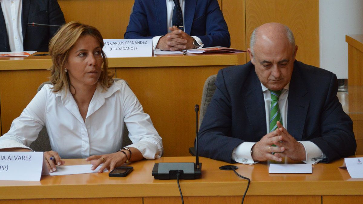 Noelia Álvarez y Gregorio Chamorro, en un pleno celebrado en San Andrés. | L.N.C.