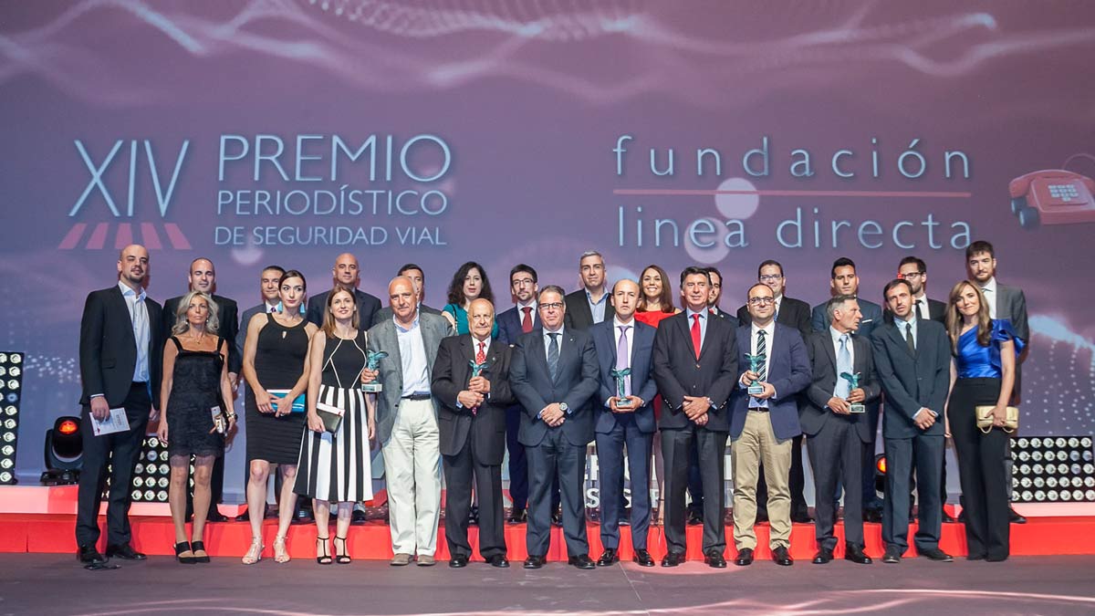 Galardonados y finalistas, el lunes por la noche tras la gala. | FUNDACIÓN LÍNEA DIRECTA