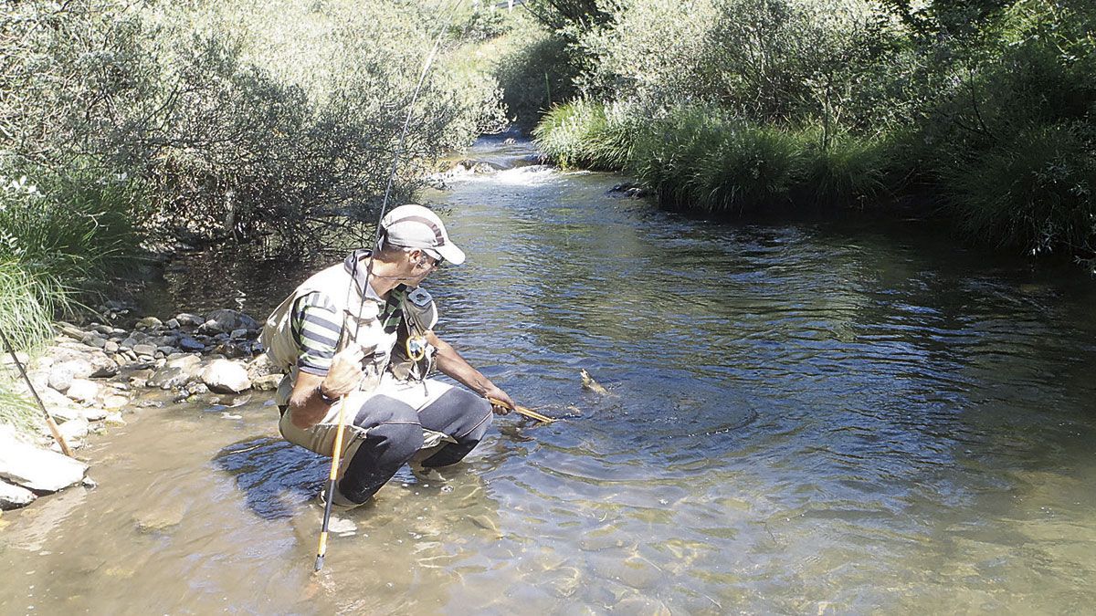 Un pescador, en uno de los ríos de León. | R. PRADO