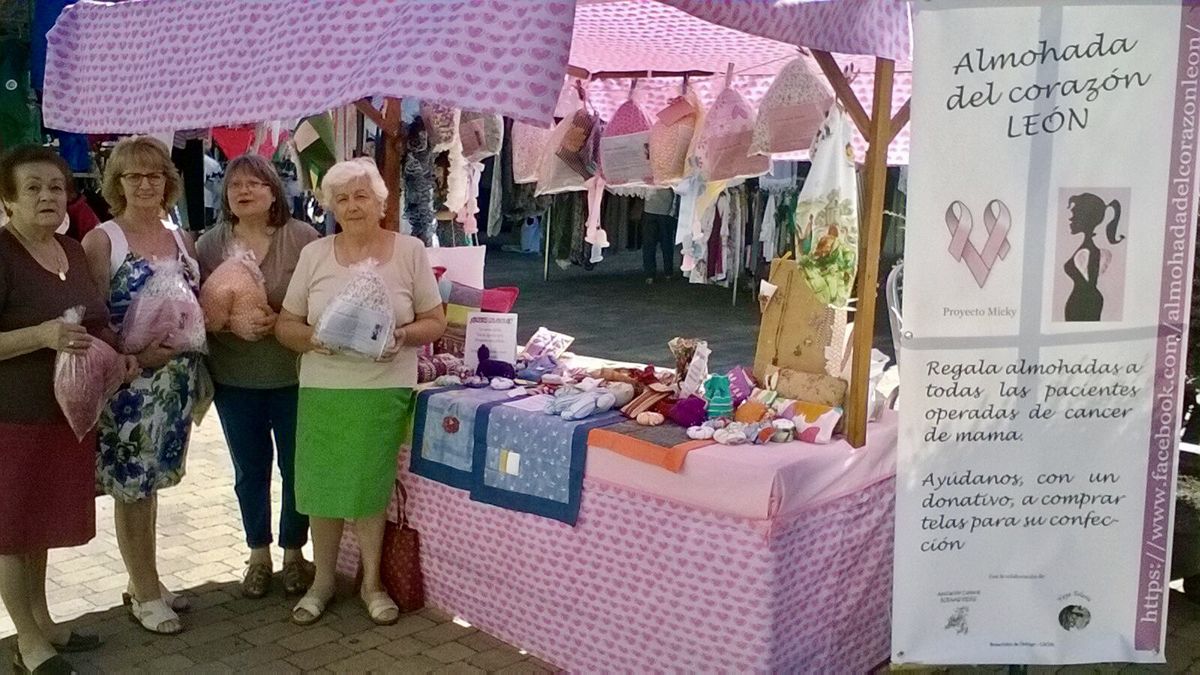 La socias de Buenas Vides recaudaron ayer fondos en el mercado de los jueves de Benavides de Órbigo. | L.N.C.