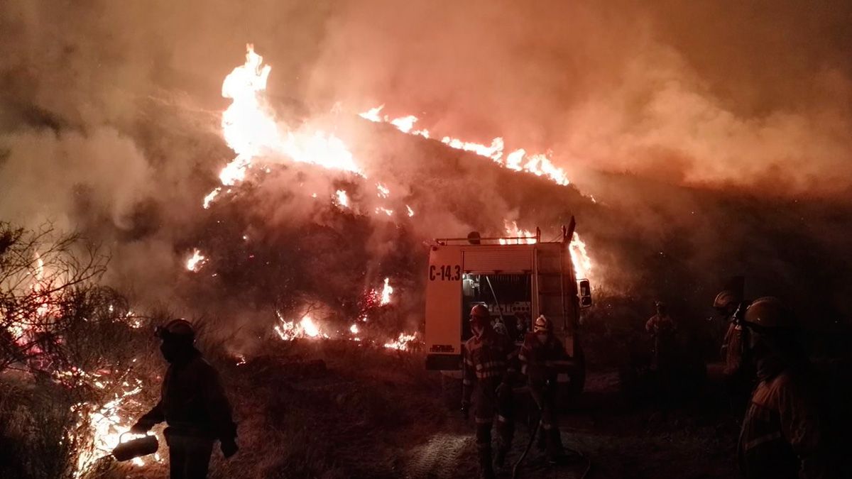 Un instante de la lucha contra el incendio esta madrugada. | BRIFTABUYO