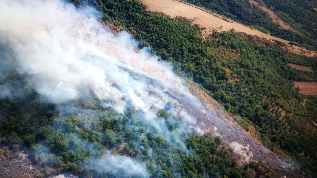 Imagen aérea del incendio de Borrenes. | BRIF