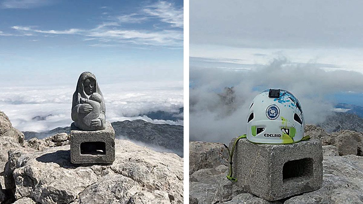 La Virgen de las Nieves en su pedestal natural de la cima del Pico Urriello, de donde desapareció la pasada semana. | FOTO DE MARIO BLANCO PASCUAL