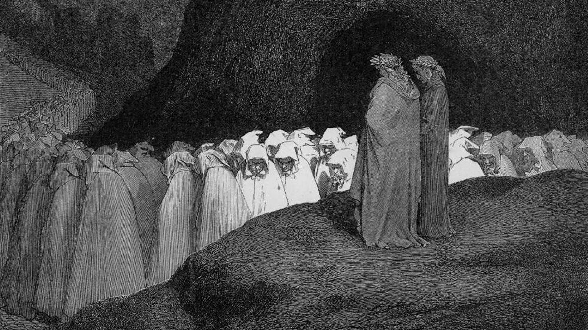 Los hipócritas en el Infierno de la Divina Comedia de Dante ilustrada por Gustavo Doré.
