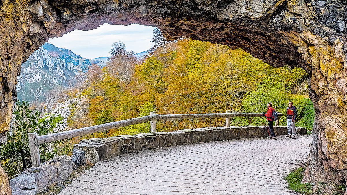 Túnel de roca en la pista de Brañagallones a Bezanes. | VICENTE GARCÍA