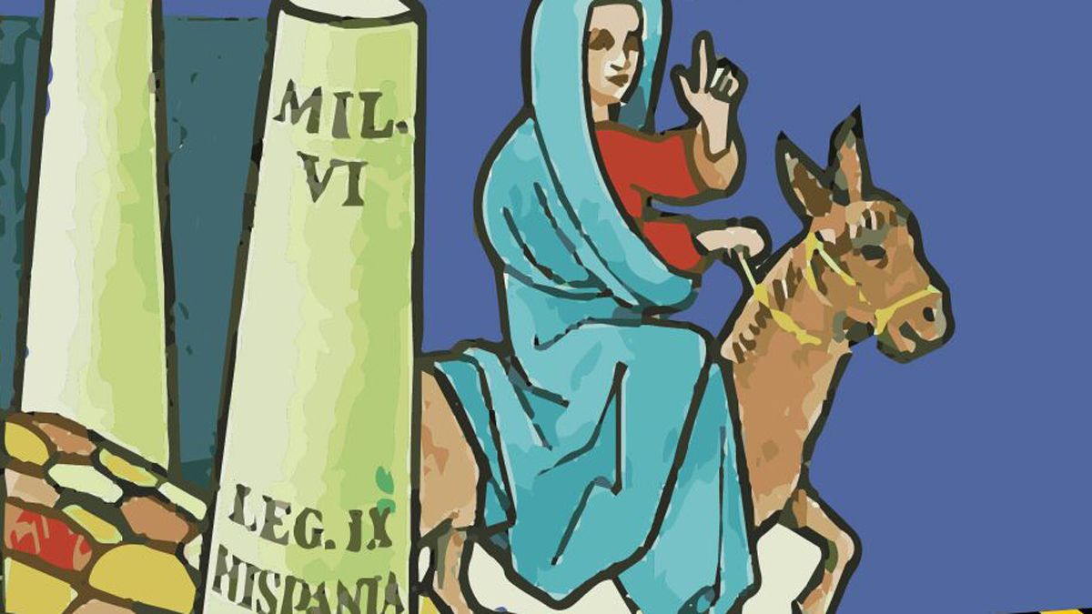 Detalle del cartel de la actividad, representanto la imagen de Egeria a Tierra Santa. | L.N.C.