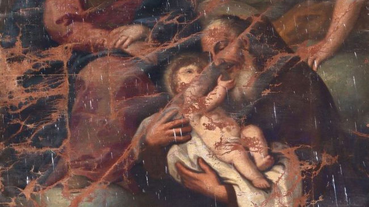 La deteriorada obra que García Melón atribuye a Murillo. | IMAGEN MAS La deteriorada obra que García Melón atribuye a Murillo. | IMAGEN MAS