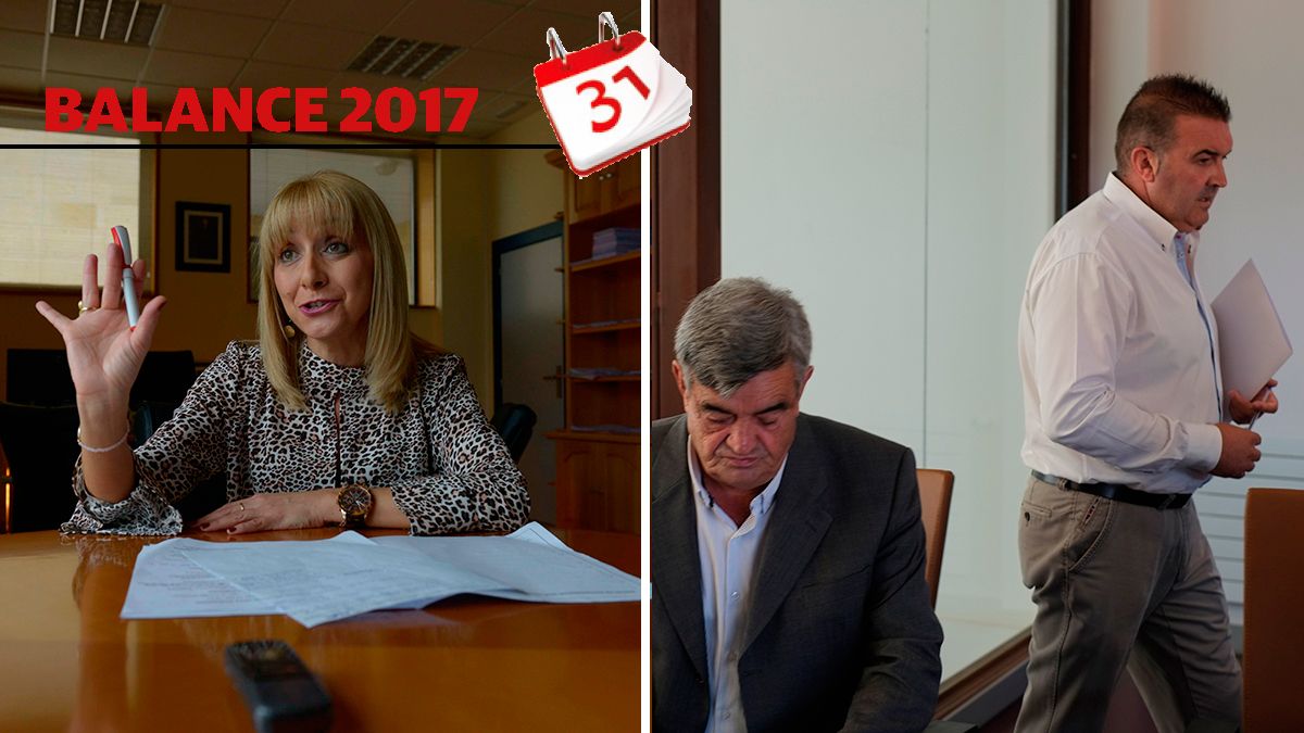 La alcaldesa de San Andrés, María Eugenia Gancedo, e Ismael Lorenzana y Roberto Aller, de Sariegos. | MAURICIO PEÑA / DANIEL MARTÍN