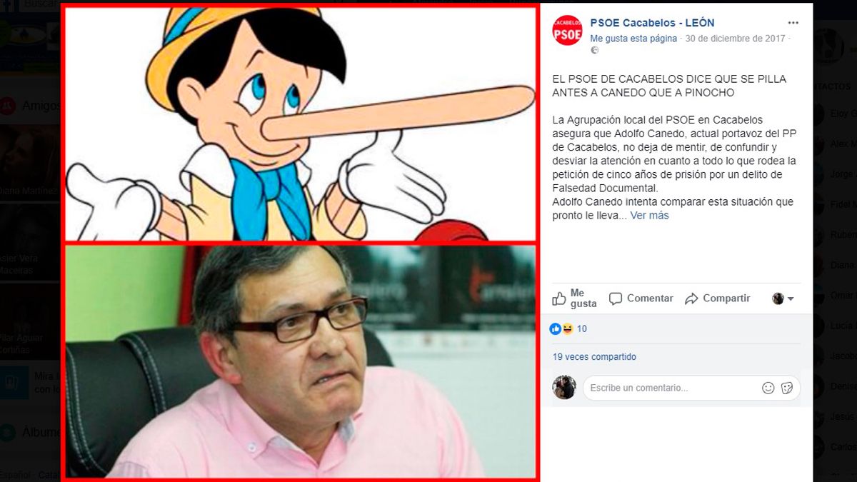 Captura de pantalla de una publicación del Partido Socialista de Cacabelos.