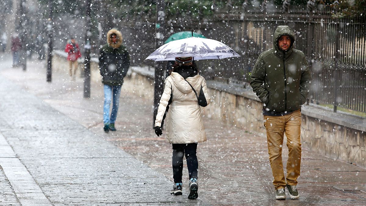 Nevada en la capital leonesa este mismo martes. | ICAL