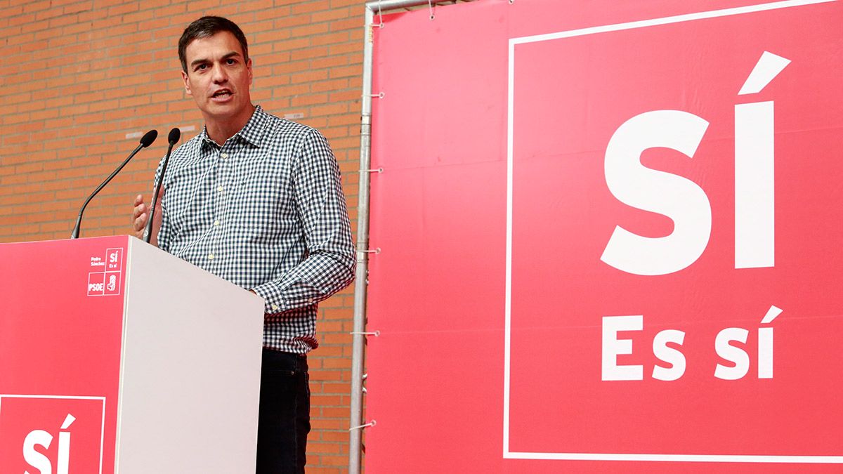 Pedro Sánchez en uno de sus últimos actos en León. | ICAL