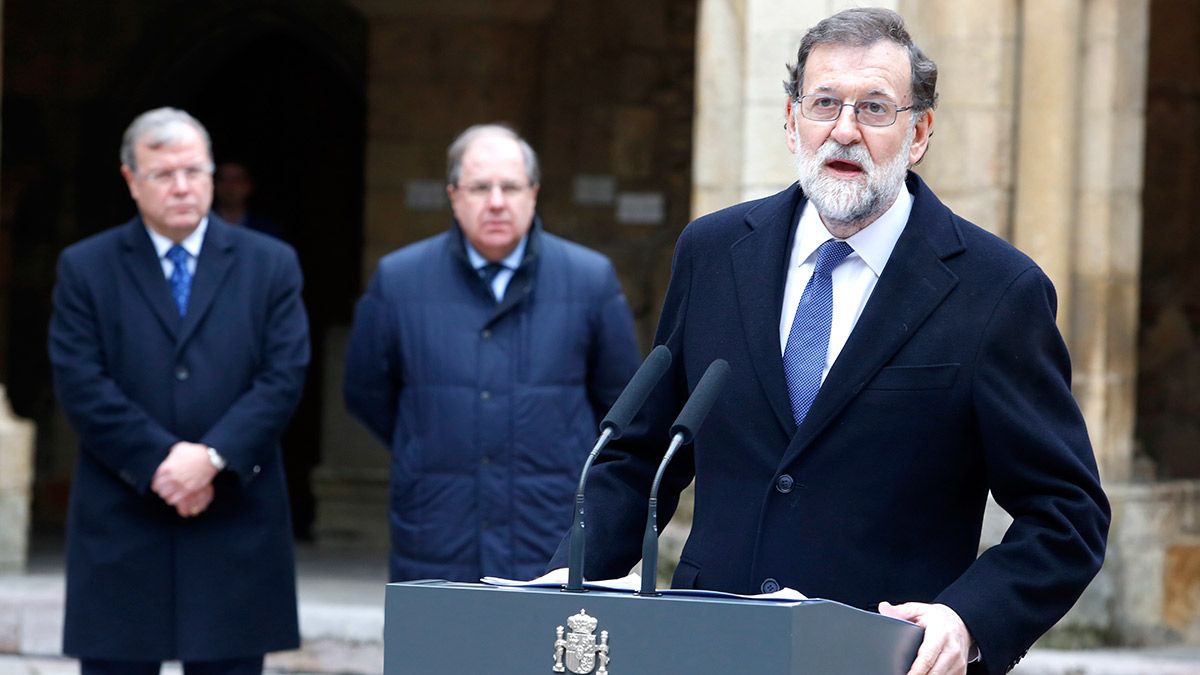 Rajoy durante su discurso en el claustro de San Isidoro. | ICAL