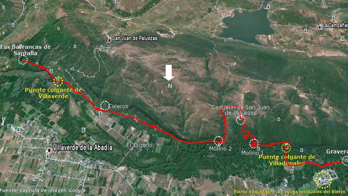 Ubicación de la ruta de senderismo ‘Un paseo por las riberas del río Sil y las Barrancas de Santalla’, en Google Earth. Ubicación de la ruta de senderismo ‘Un paseo por las riberas del río Sil y las Barrancas de Santalla’, en Google Earth.