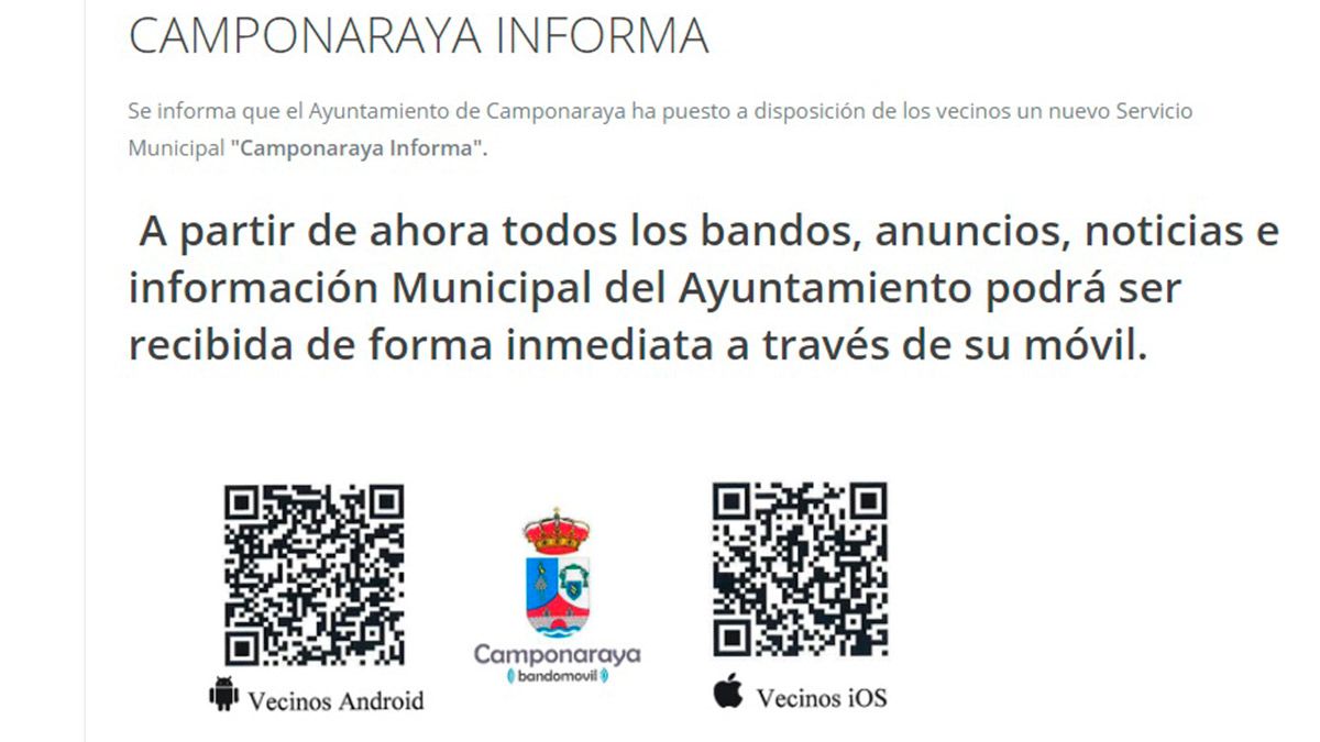 El Ayuntamiento de Camponaraya cuenta con un app por la que envían los bandos municipales.