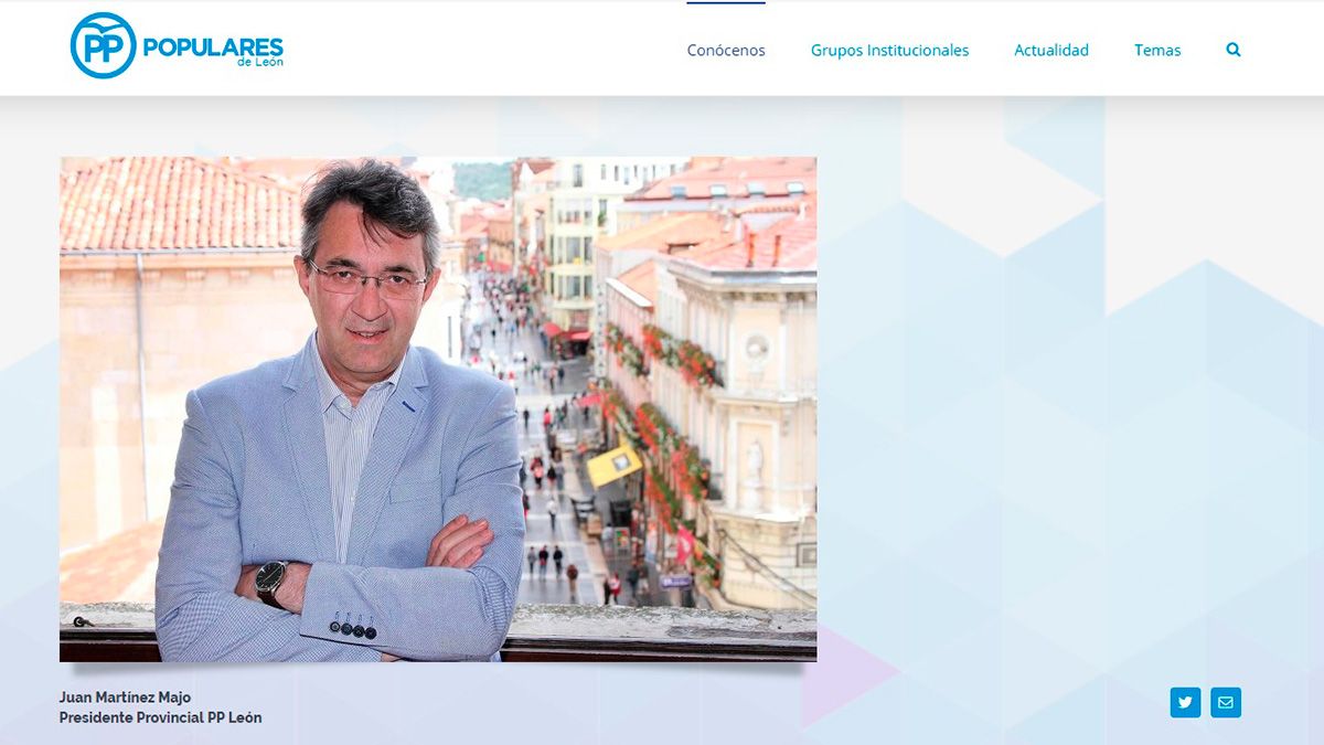 Juan Martínez Majo aparece ya en el apartado presidencial de la página web del PP de León.
