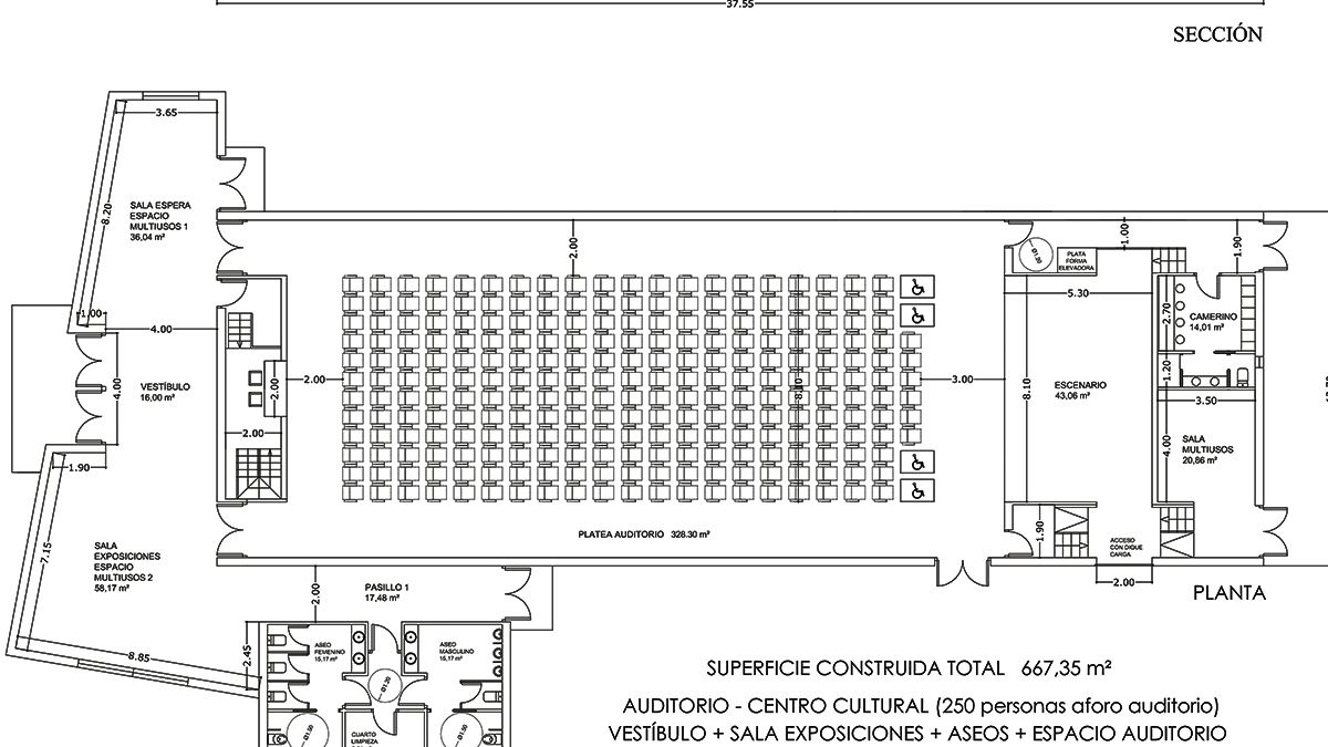 Plano del futuro auditorio y centro cultural de Sariegos. | L.N.C.
