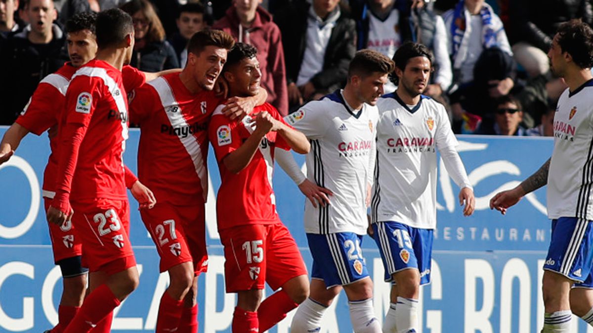 El Sevilla B celebra el triunfo ante el Zaragoza este domingo. | LALIGA