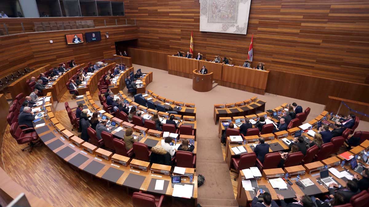 Vista general del hemiciclo de las Cortes de Castilla y León durante el desarrollo de una sesión plenaria. | ICAL