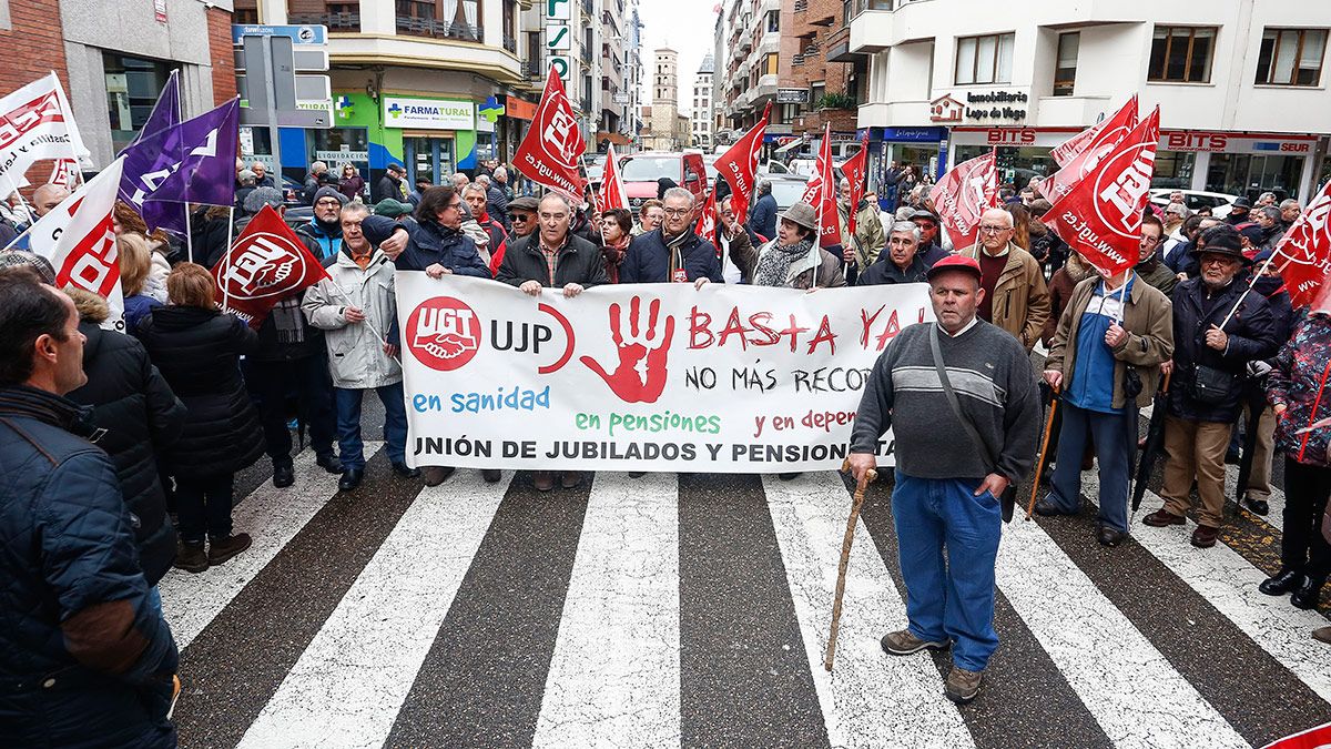 Imagen de la última manifestación por las pensiones dignas en León. | ICAL