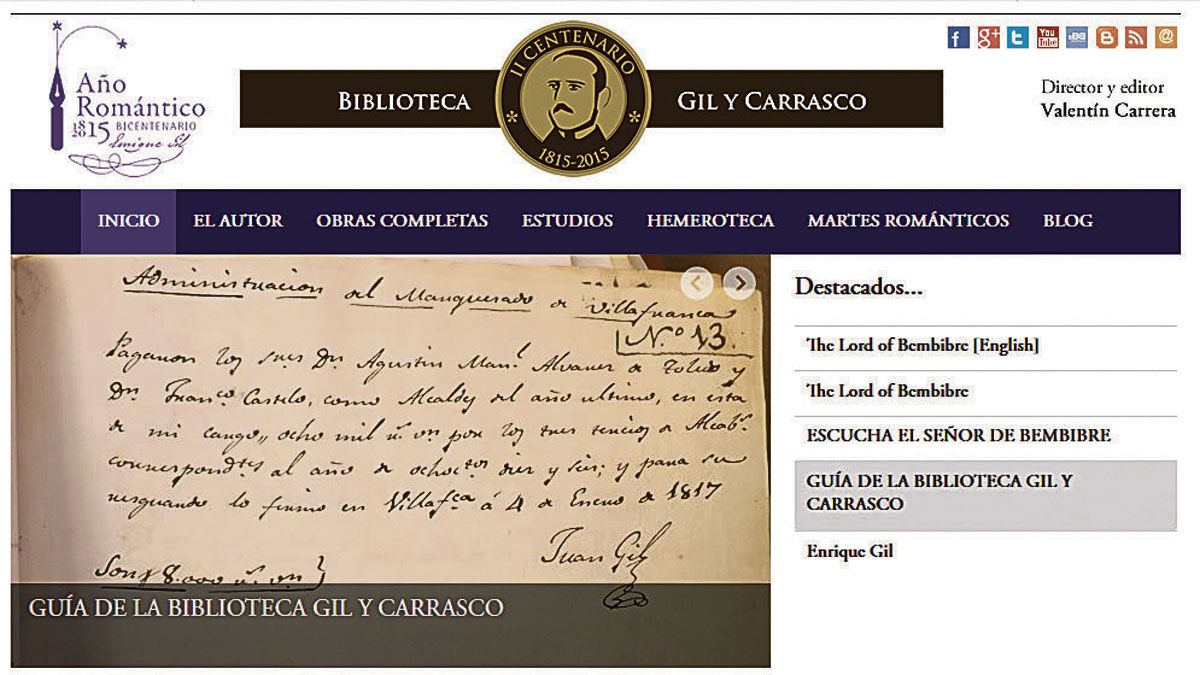 Imagen del portal web Biblioteca Gil y Carrasco. | ULE