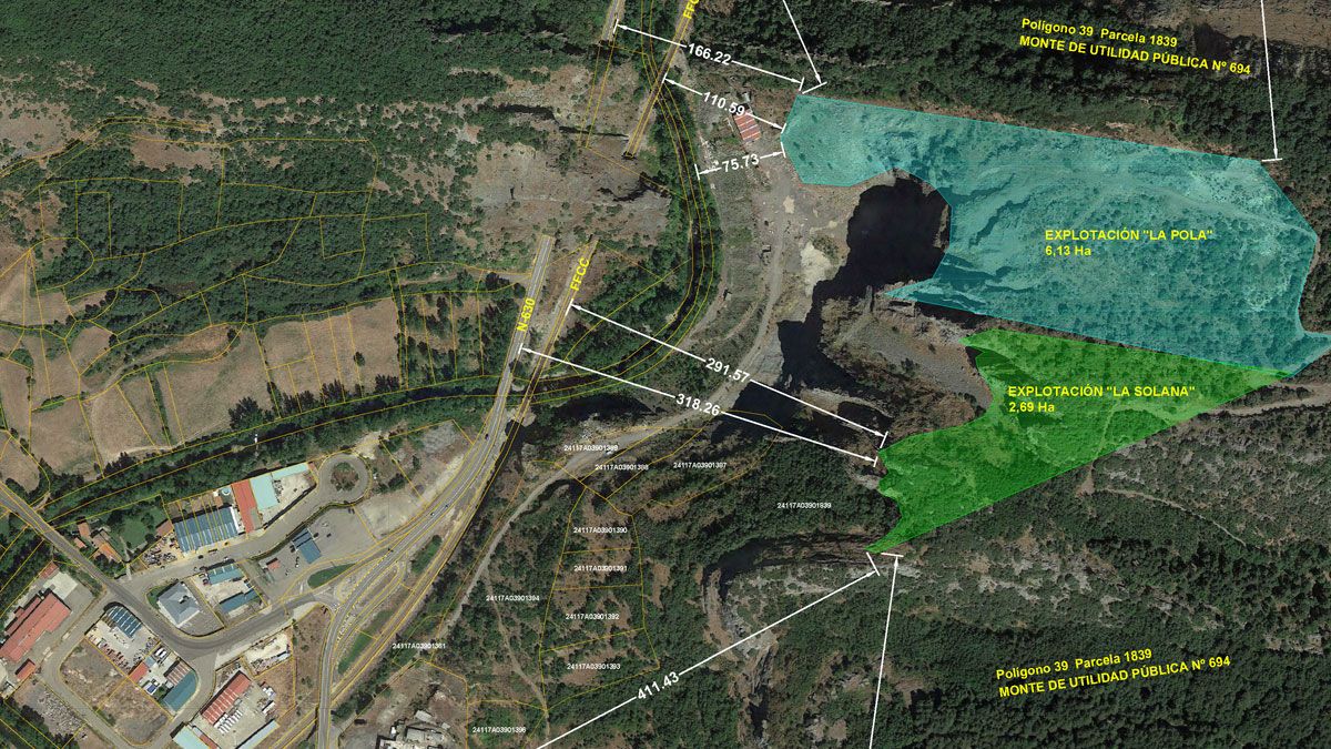 En la imagen, plano de localización de los dos proyectos de cantera. | L.N.C. En la imagen, plano de localización de los dos proyectos de cantera. | L.N.C.