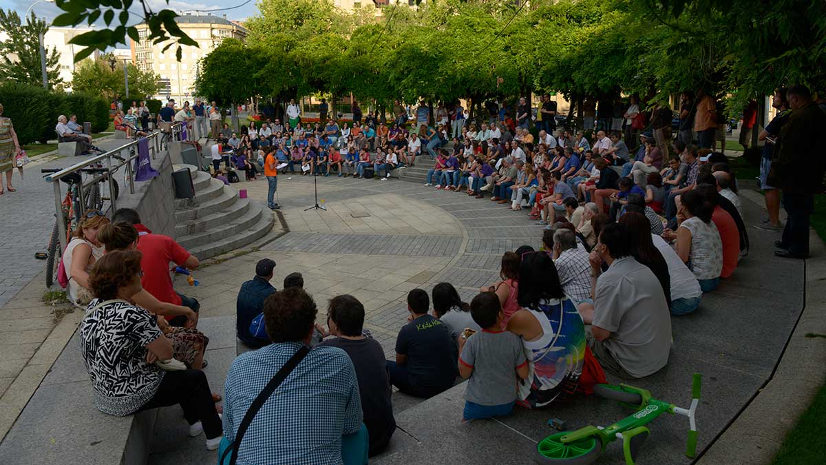Imagen de archivo de una asamblea de Podemos celebrada el pasado mes de agosto en el Ágora de San Marcos. | MAURICIO PEÑA