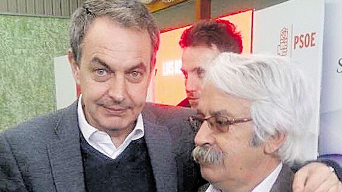 José Luis Rodríguez Zapatero con el fallecido José Antonio Rodrigo. |L.N.C. José Luis Rodríguez Zapatero con el fallecido José Antonio Rodrigo. |L.N.C.