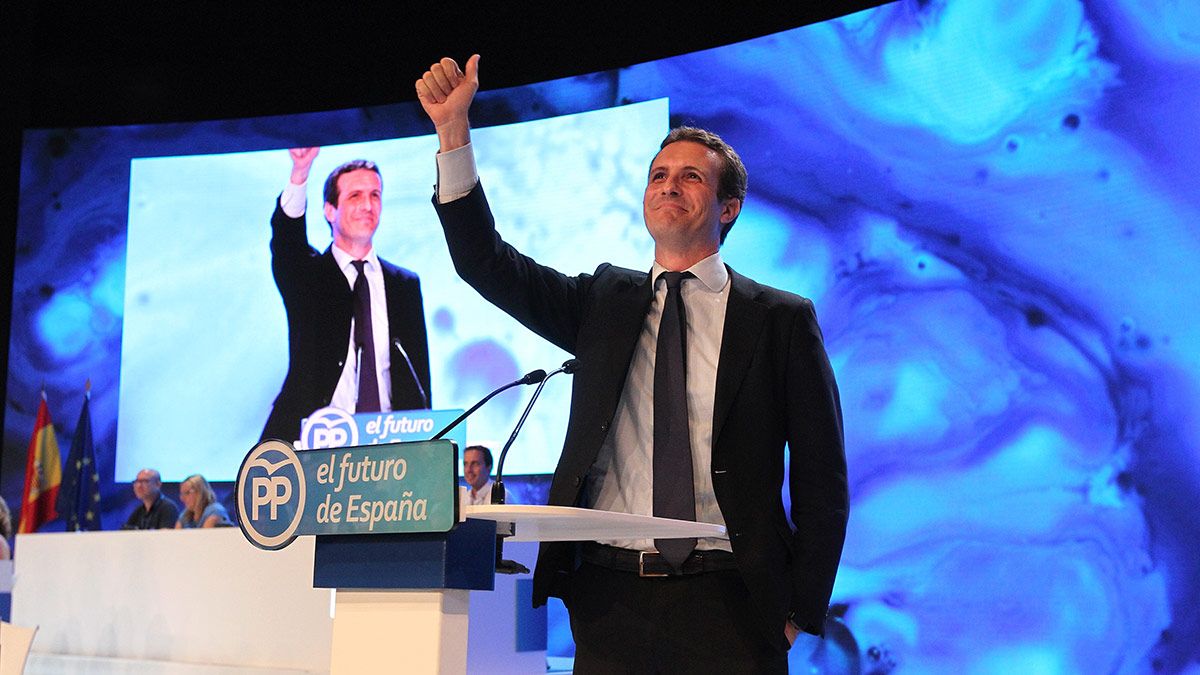 Pablo Casado en el Congreso Extraordinario del PP en Madrid este sábado. | ICAL