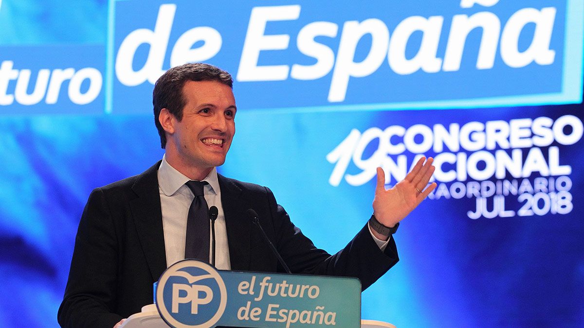 Pablo Casado en el Congreso Extraordinario del que salió como Presidente del PP. | ICAL