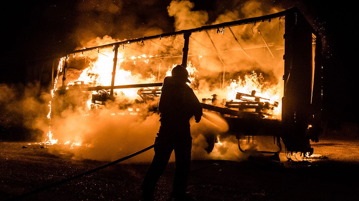 Imagen del incendio. | BOMBEROS DE LEÓN
