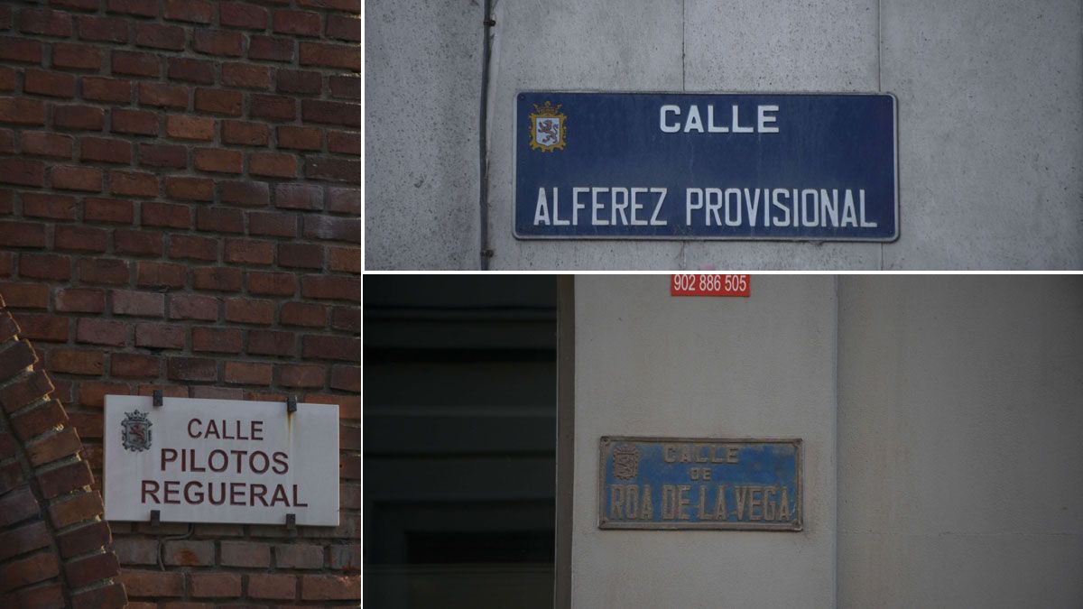 Tres ejemplos de reminiscencias franquistas en el callejero leonés. | MAURICIO PEÑA
