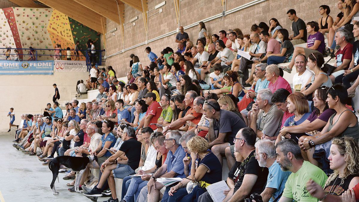 Un nutrido grupo de asistentes al campamento en el pabellón de Posada. Se han inscrito 300 llegados desde todos los puntos y estarán en Picos una semana.