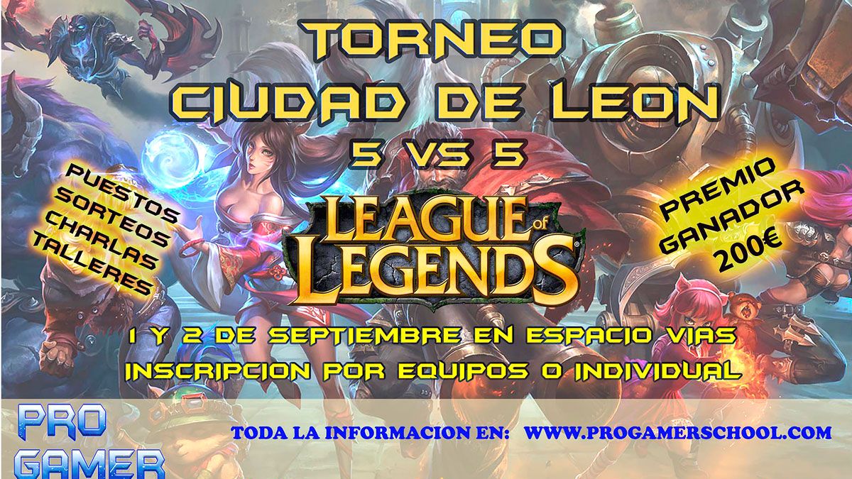 Cartel del I Torneo Ciudad de León de Videojuegos ‘League of Legends’ que este fin de semana se celebra en Espacio Vías.