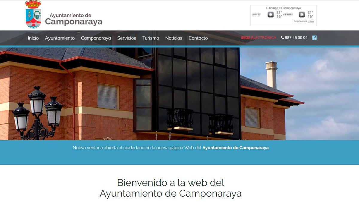 Inicio de la nueva web del Ayuntamiento.