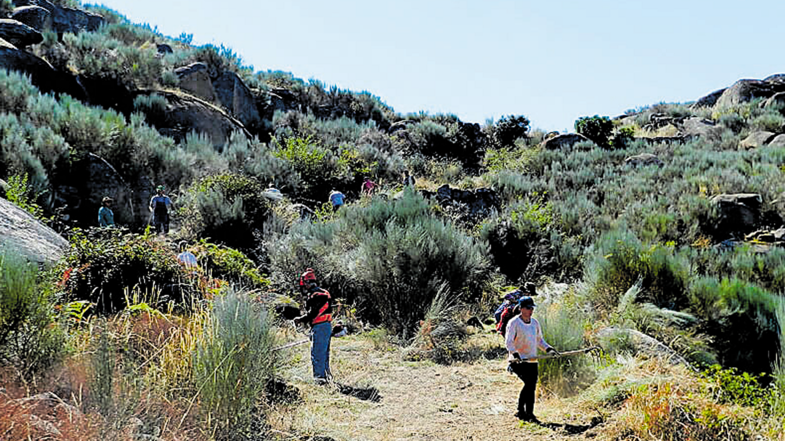 Una imagen de la hacendera de limpieza y desbroce de la senda.| L.N.C.