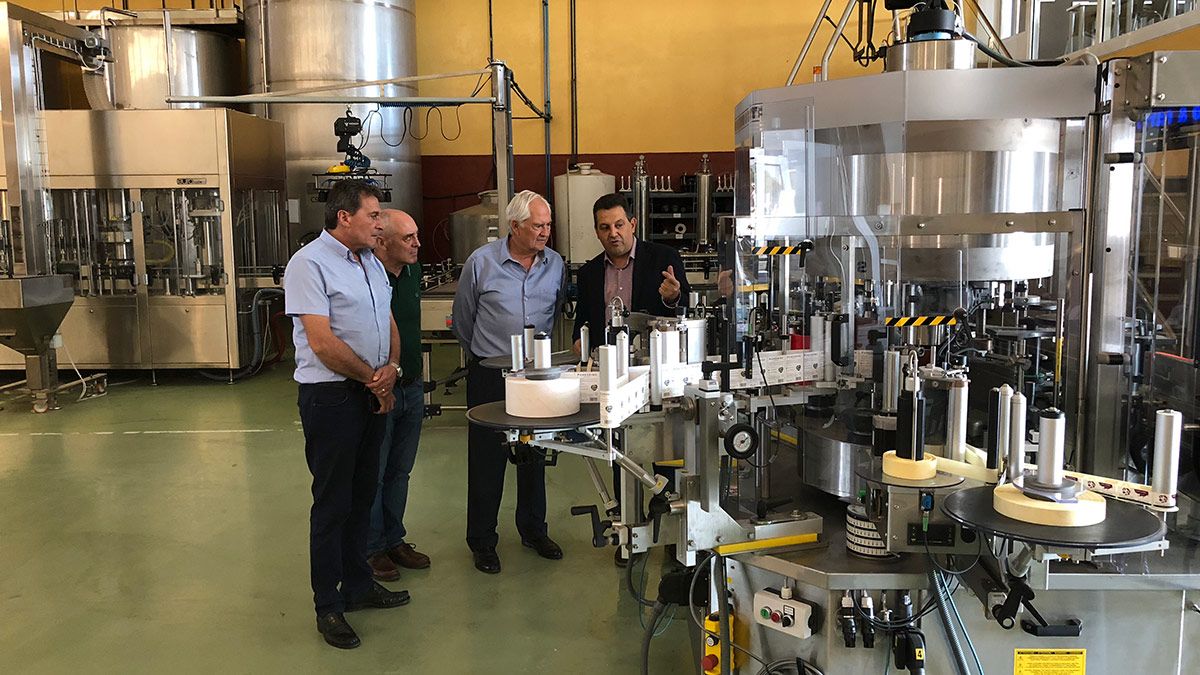 Fidentino Reyero, Rafael Blanco, Guillermo García y José M. Fernández durante la visita a la bodega. :: L.N.C.